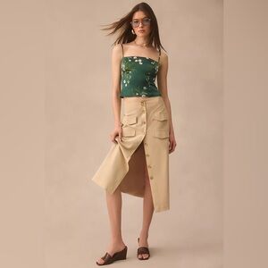 Reformation Overland Green Silk Top Size 4 NEW